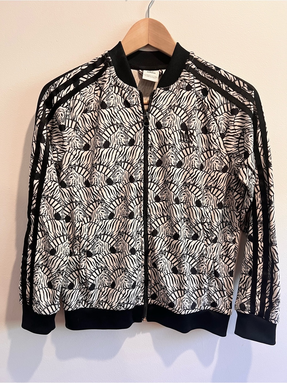 Adidas Kids Track Jacket, Zebra print, full zip, Size M